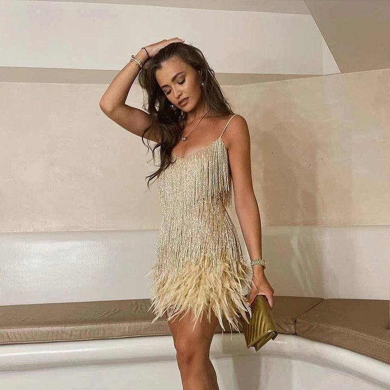 Chloe – Sparkling Feather Mini Dress - Image 6
