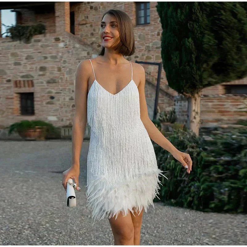 Edith | Damen Sommer Figurbetontes Cocktail Mini Kleid Mit Pailletten
