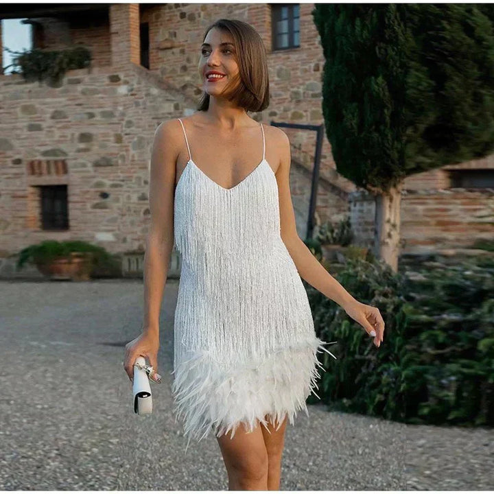 Chloe – Sparkling Feather Mini Dress - Image 4