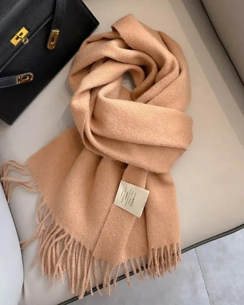 Schal aus 100 % Wolle mit Fransen – Damen Schal für Frühling