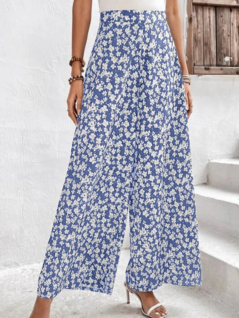 Lilly | Damen Palazzo Hose Mit Blumenmuster Für Alltag