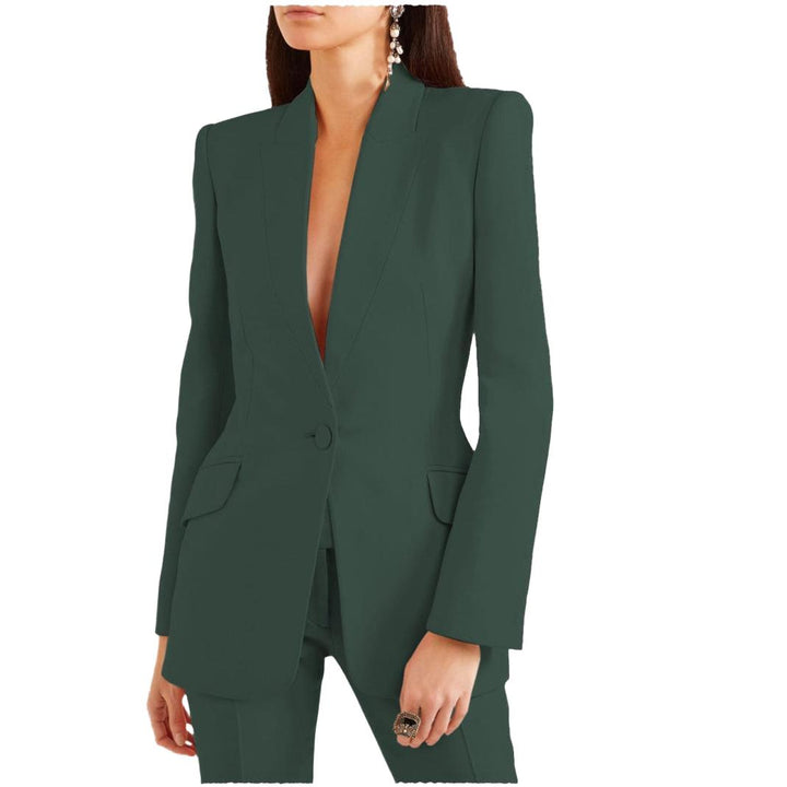 Zweiteiliges Damenkostüm aus Blazer mit fallendem Revers und Hose