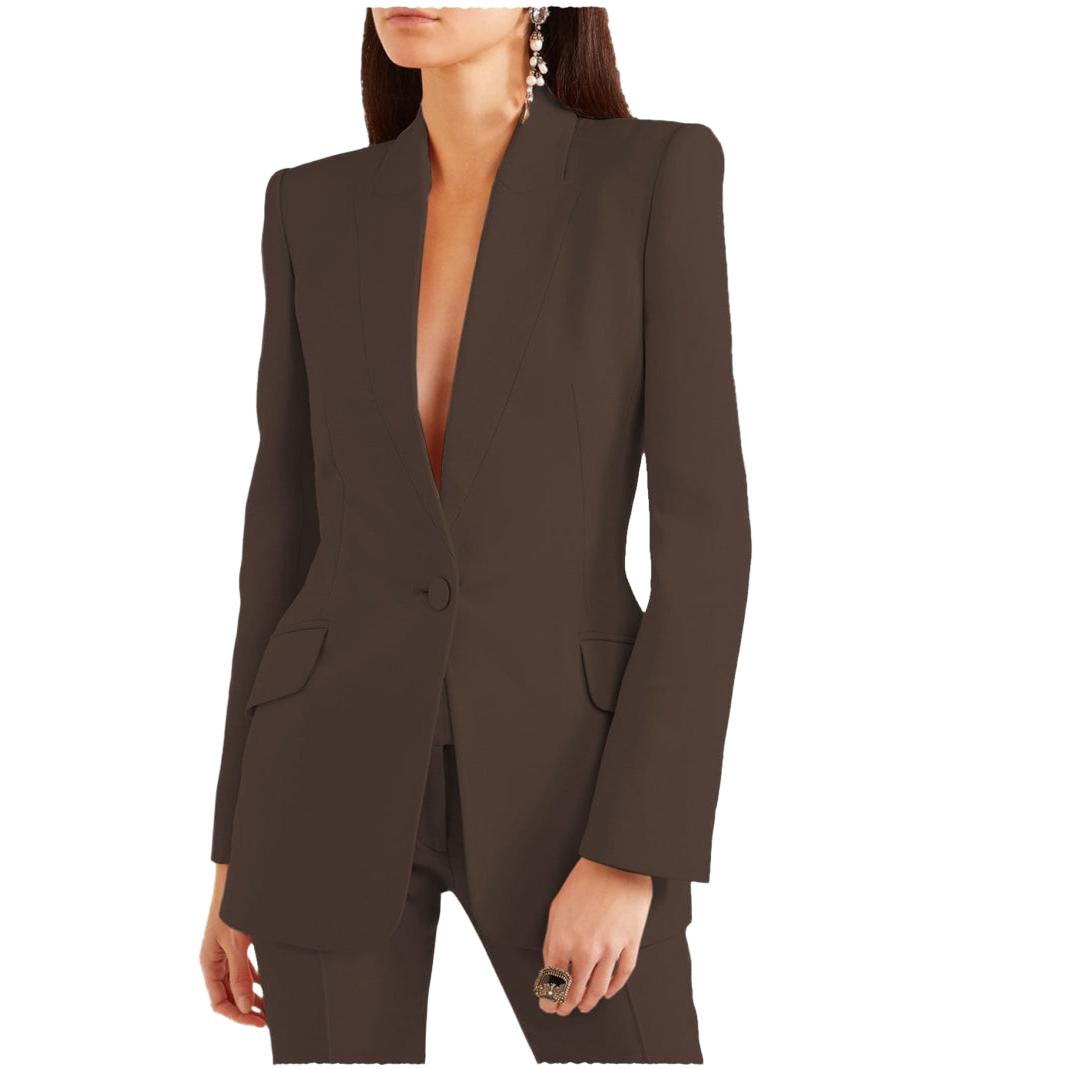 Zweiteiliges Damenkostüm aus Blazer mit fallendem Revers und Hose