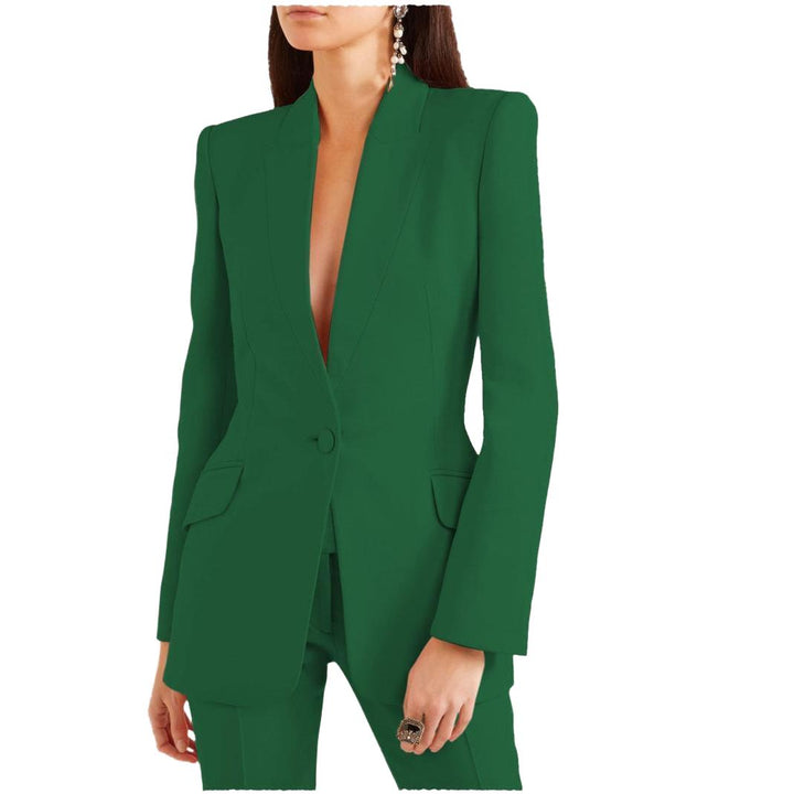 Zweiteiliges Damenkostüm aus Blazer mit fallendem Revers und Hose