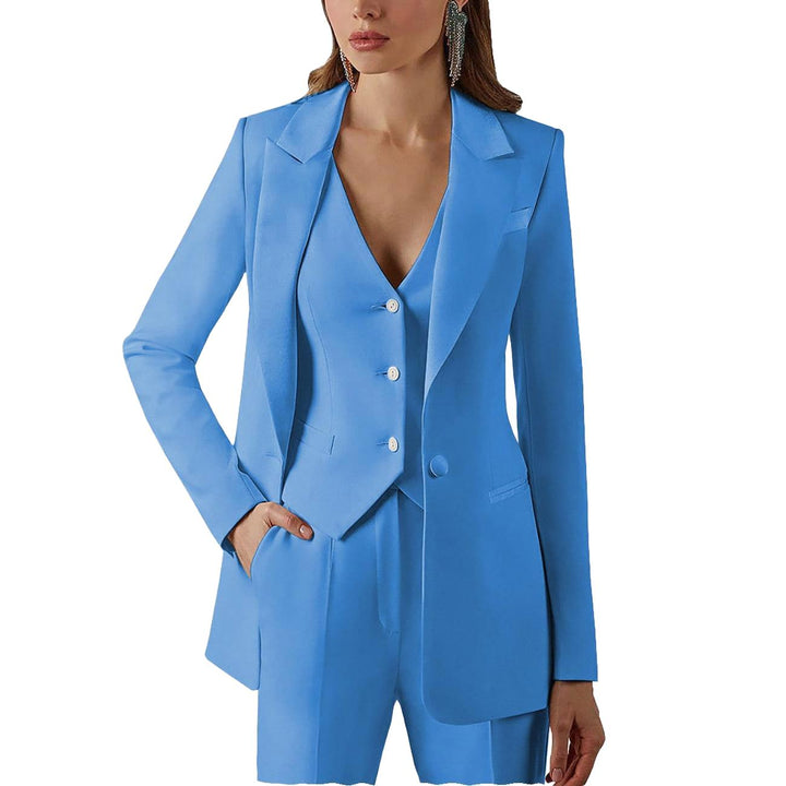 3-teiliger Damenanzug mit Spitzrevers | Blazer, Weste, Hose
