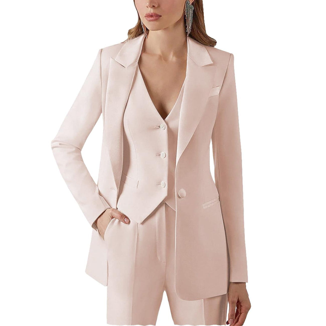 3-teiliger Damenanzug mit Spitzrevers | Blazer, Weste, Hose