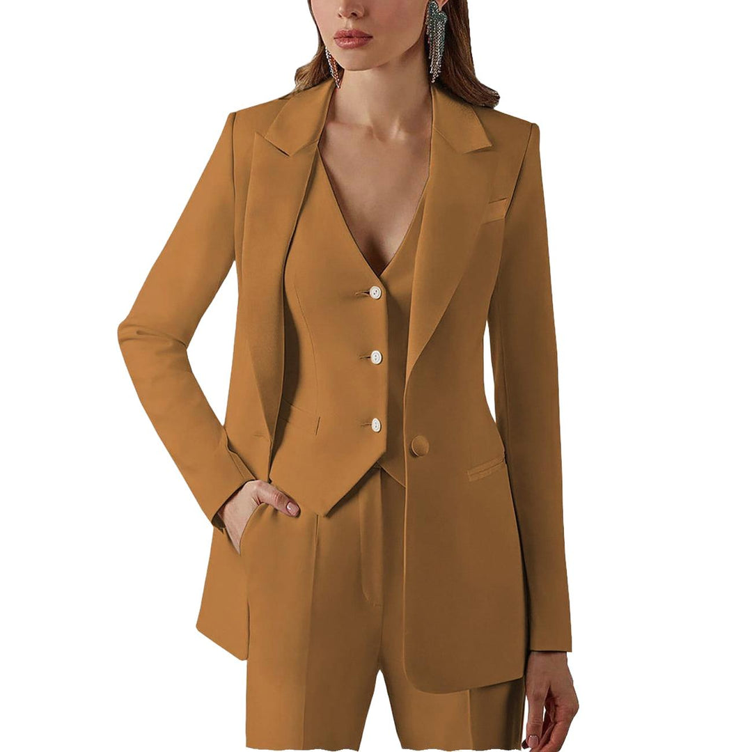 3-teiliger Damenanzug mit Spitzrevers | Blazer, Weste, Hose