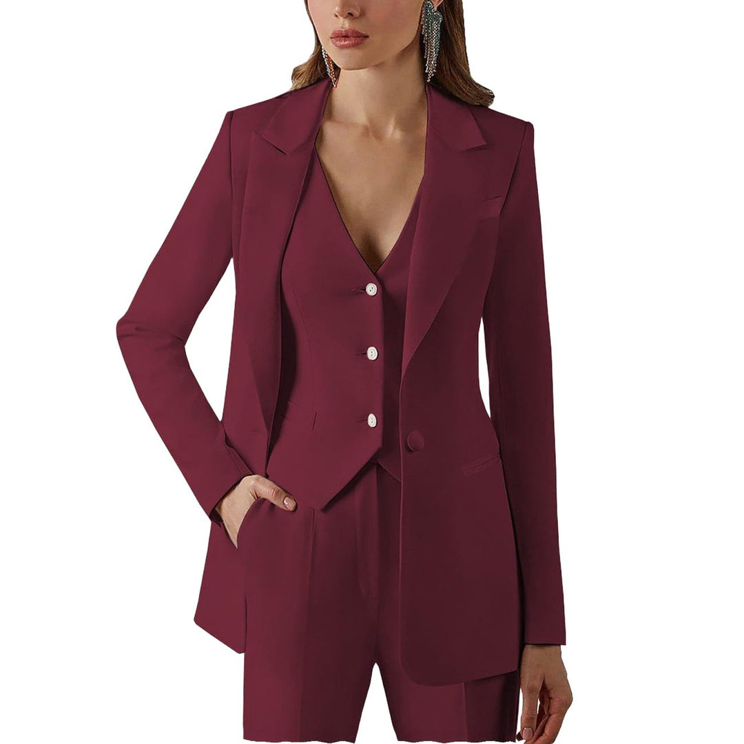 3-teiliger Damenanzug mit Spitzrevers | Blazer, Weste, Hose