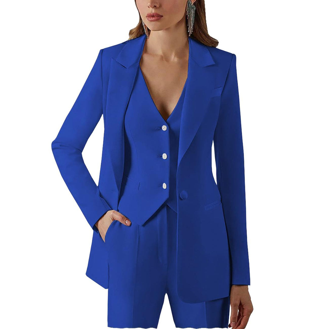 3-teiliger Damenanzug mit Spitzrevers | Blazer, Weste, Hose