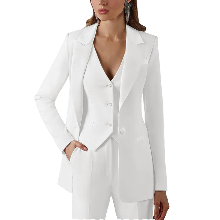 3-teiliger Damenanzug mit Spitzrevers | Blazer, Weste, Hose