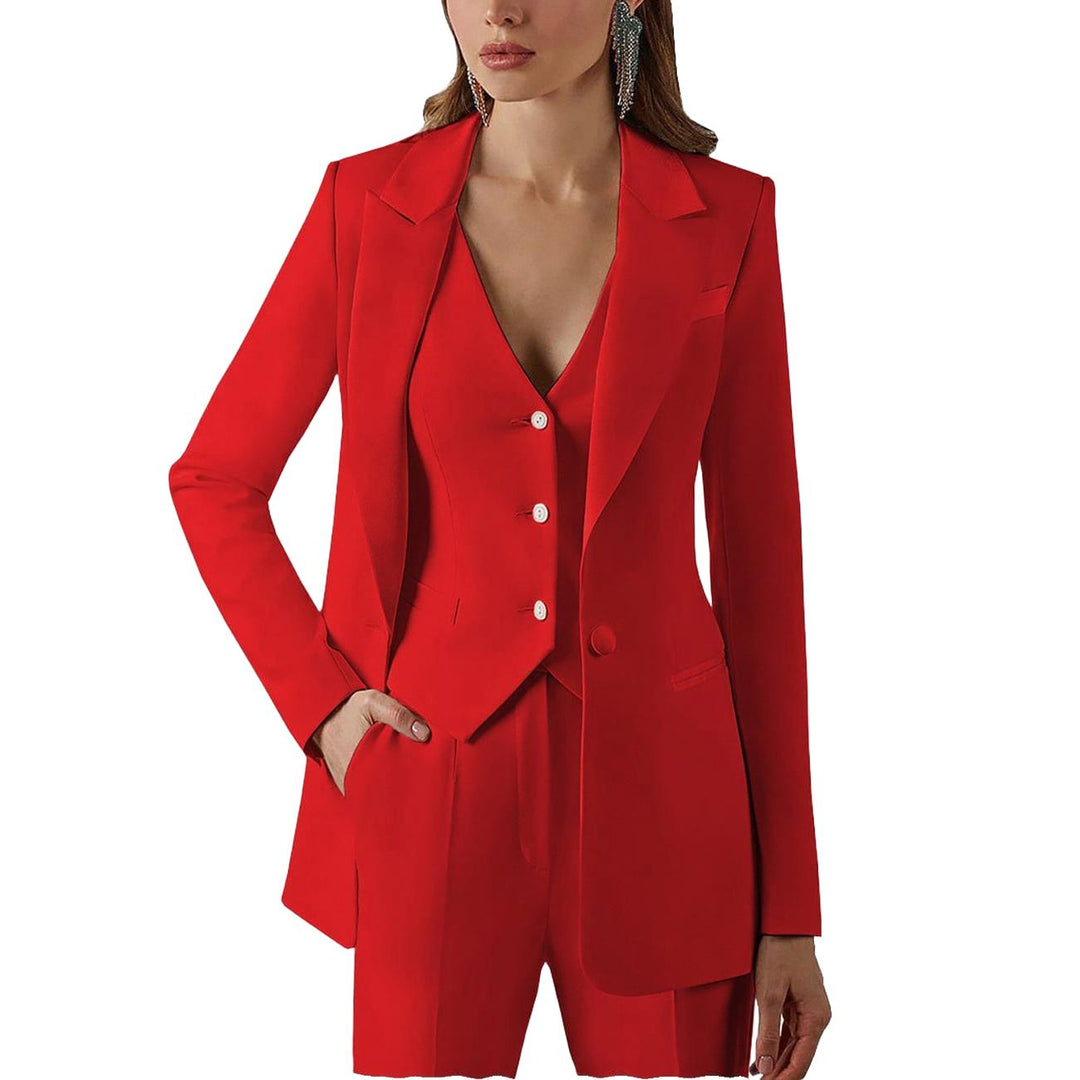 3-teiliger Damenanzug mit Spitzrevers | Blazer, Weste, Hose