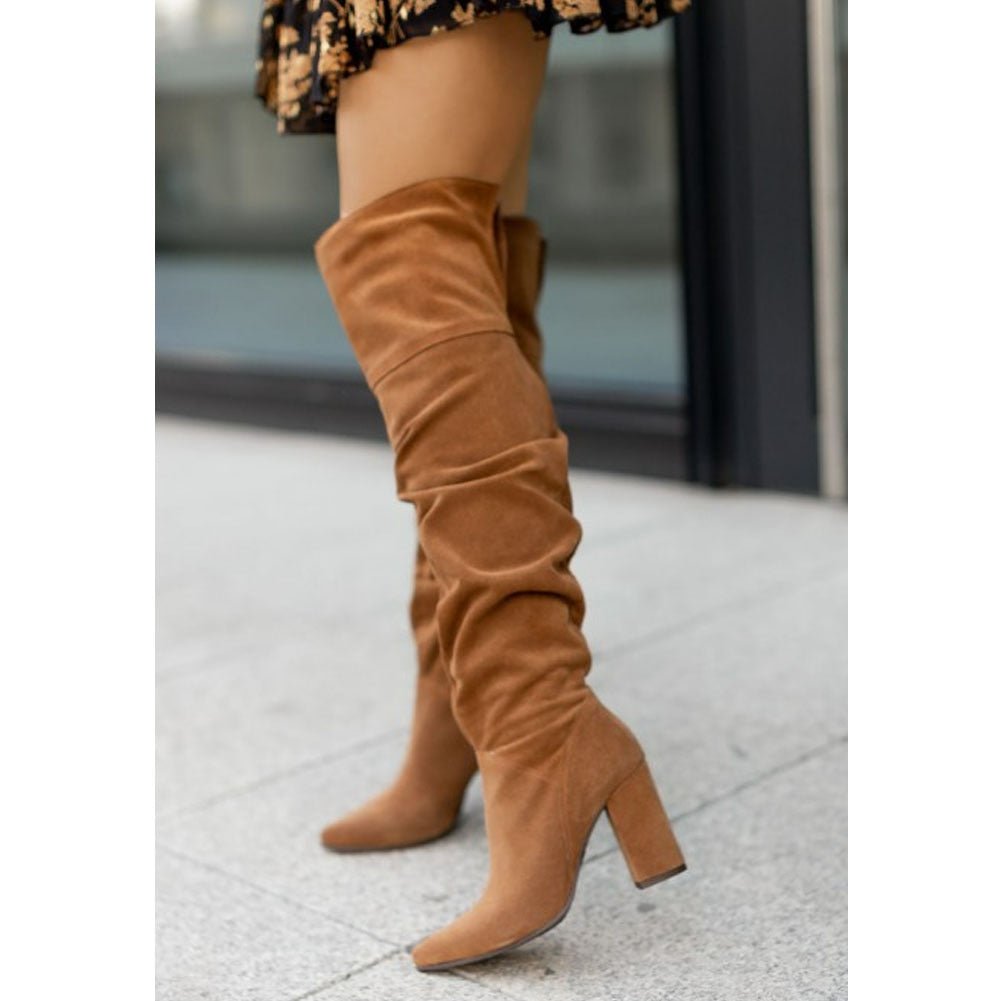 Beatrice | Damen Locker sitzende Kniehohe Stiefel mit Blockabsatz