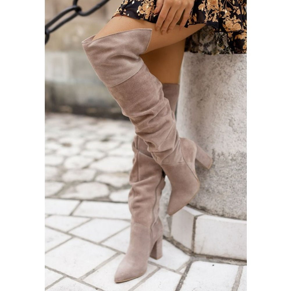 Beatrice | Damen Locker sitzende Kniehohe Stiefel mit Blockabsatz