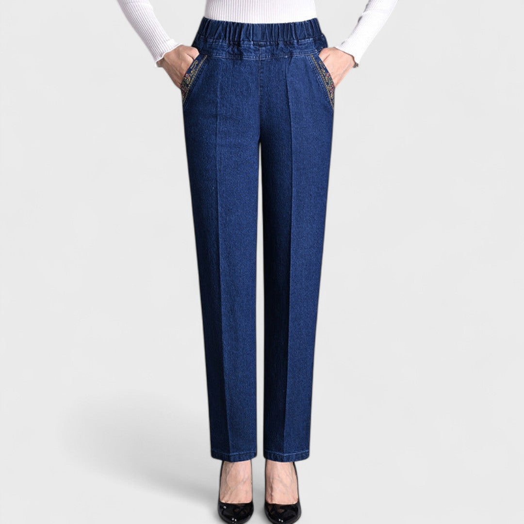 Anna | Damen Bequeme Stretch-Jeans mit Seitentaschen und elastischem Bund