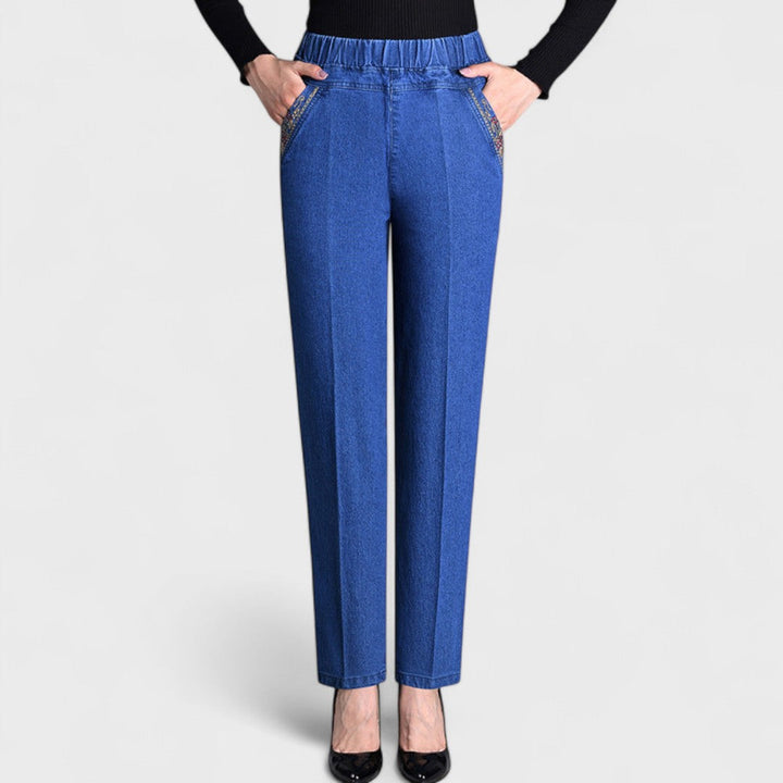 Anna | Damen Bequeme Stretch-Jeans mit Seitentaschen und elastischem Bund
