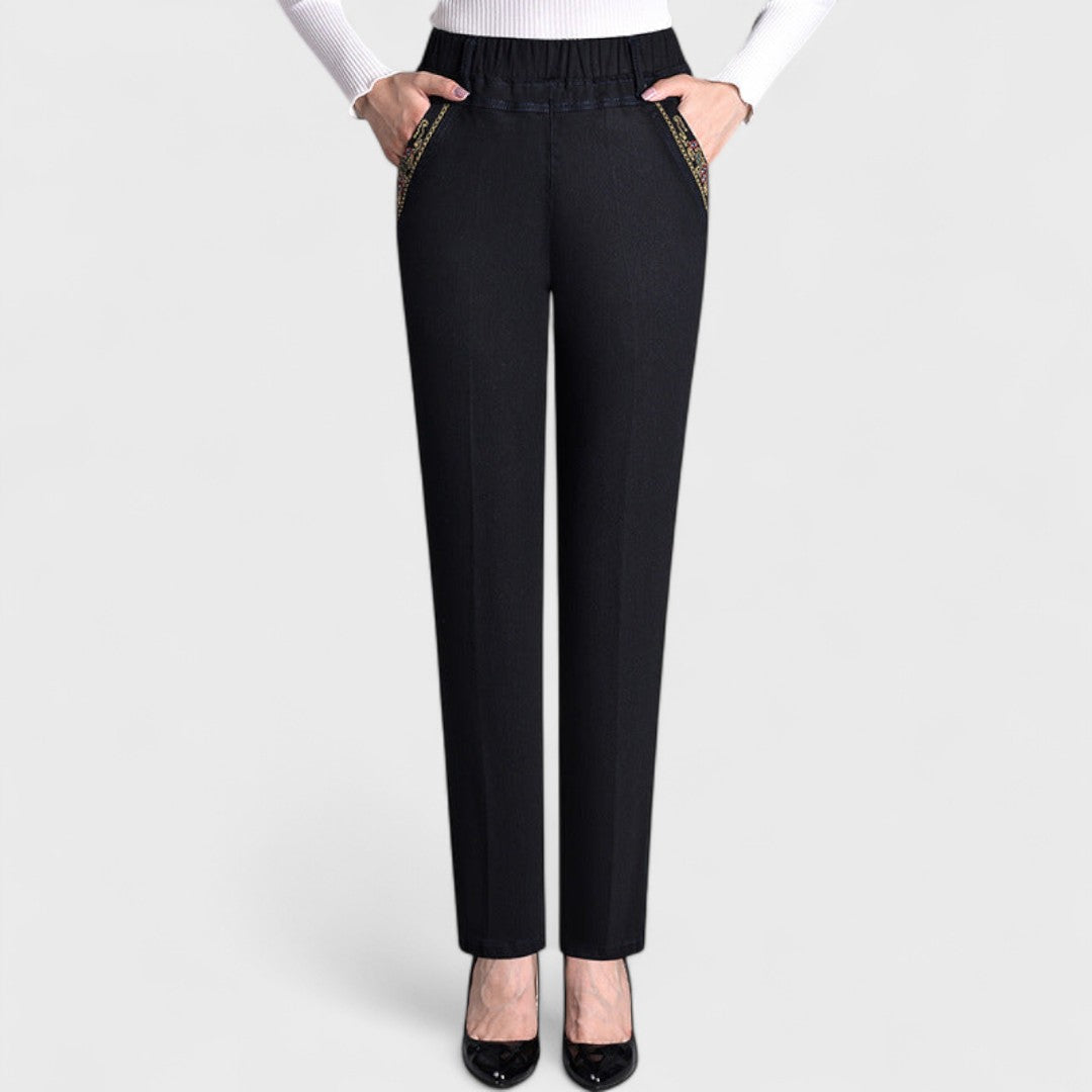 Anna | Damen Bequeme Stretch-Jeans mit Seitentaschen und elastischem Bund