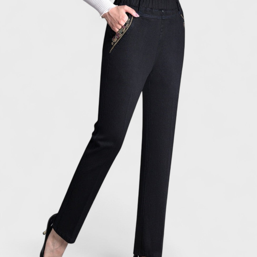 Anna | Damen Bequeme Stretch-Jeans mit Seitentaschen und elastischem Bund