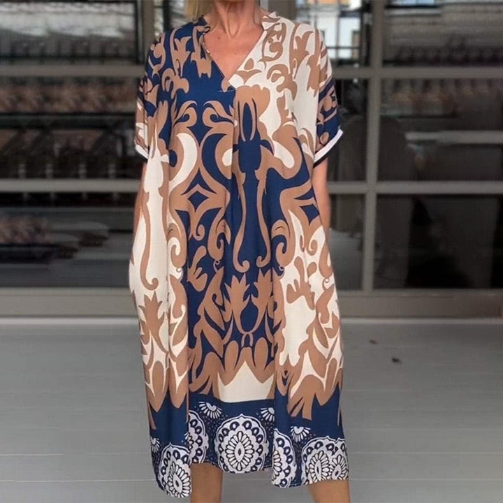 Amelia Boho Kleid | Midi-Kleid mit V-Ausschnitt & floralem Print
