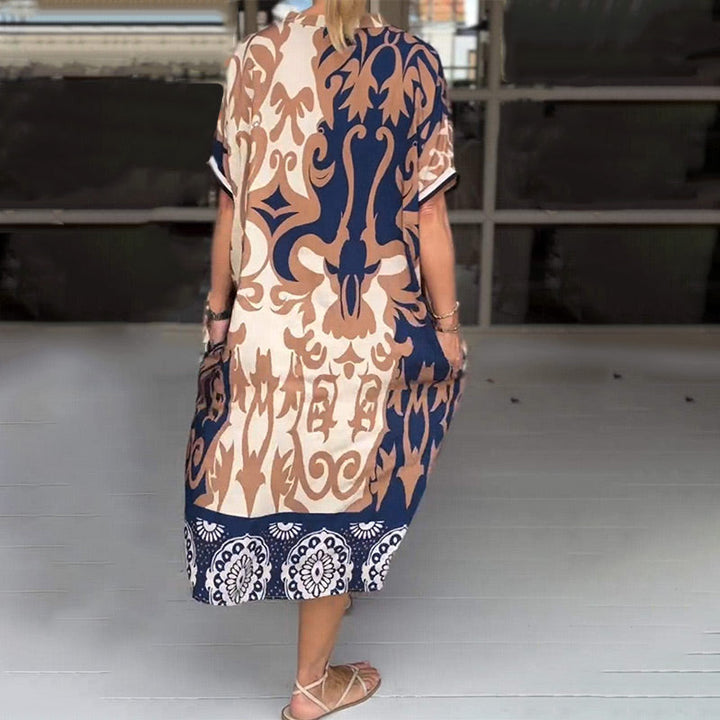 Amelia Boho Kleid | Midi-Kleid mit V-Ausschnitt & floralem Print