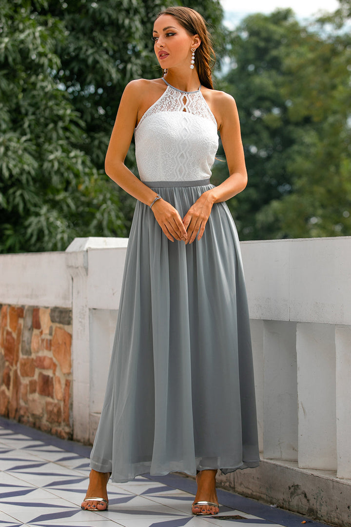 Nicole | Damen Halter Maxi Kleid für Hochzeitsgäste