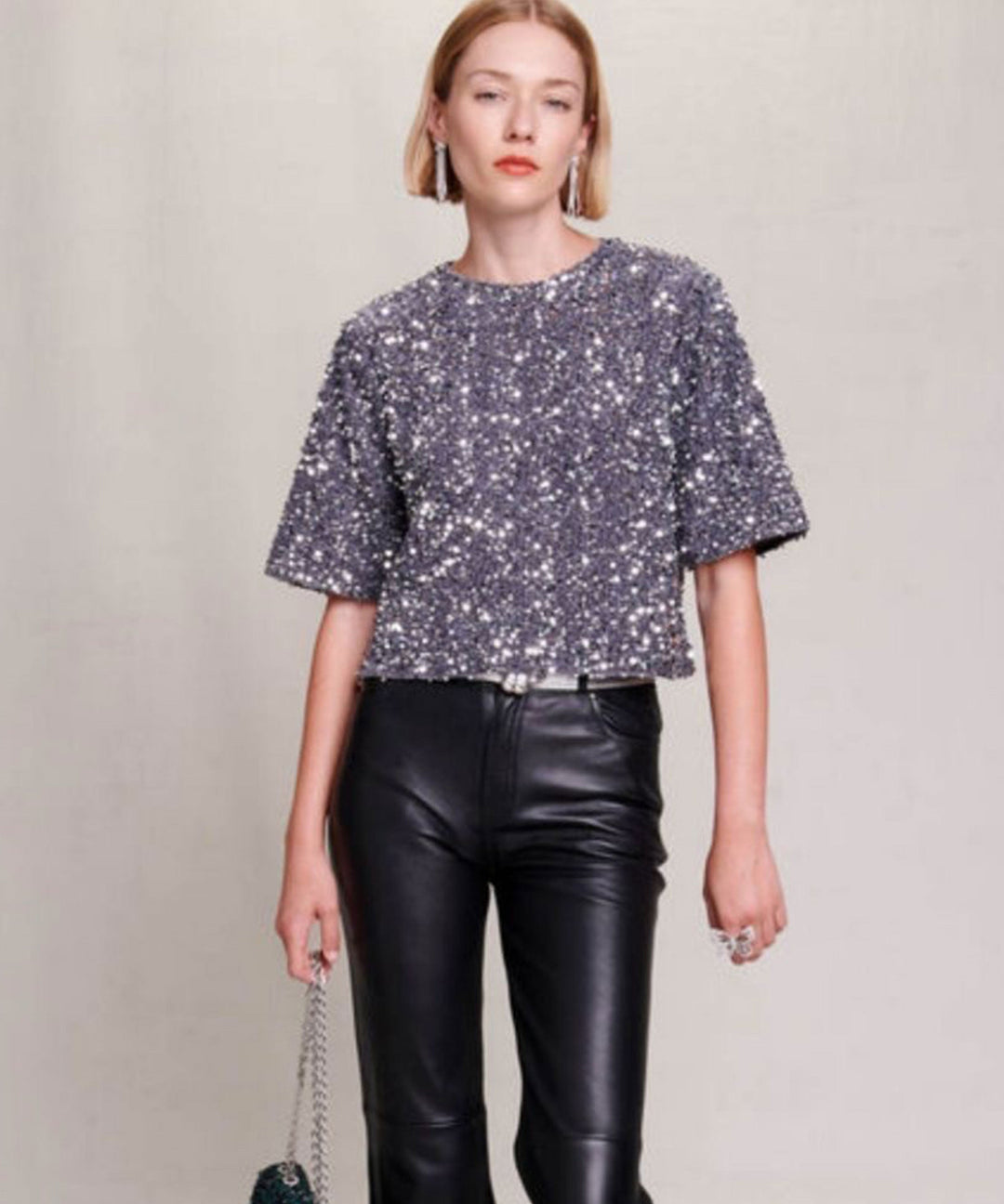 Pailletten T-Shirt Lilli Silber Ladypolitan ♡
