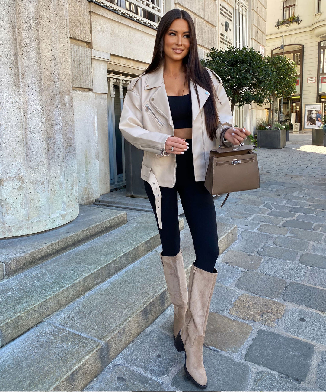 Lederjacke Valea Beige Ladypolitan ♡