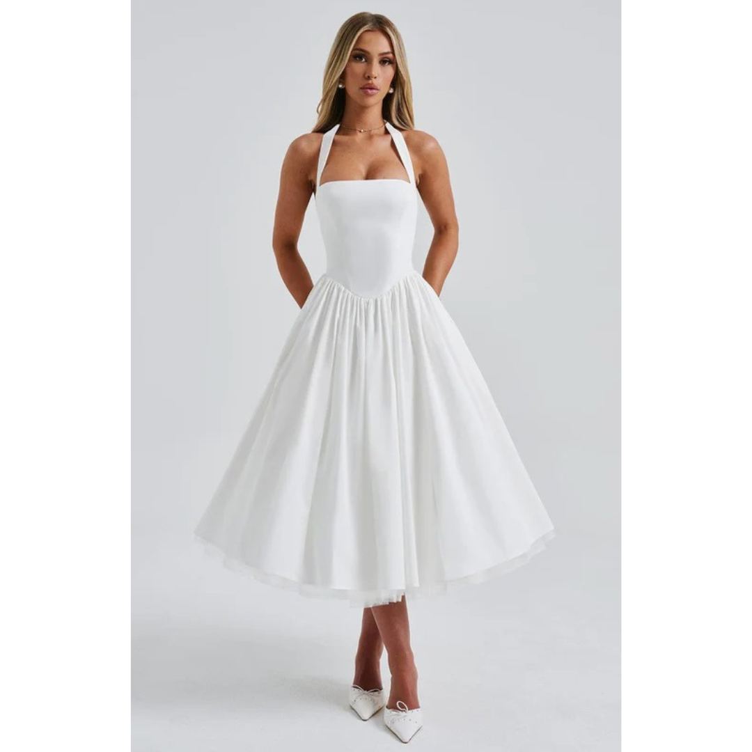 Traudel | Damen Kleid Für Hochzeitsgast In Midi Länge Mit Neckholder
