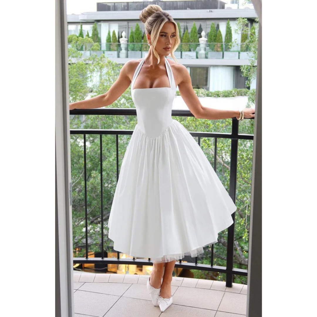 Traudel | Damen Kleid Für Hochzeitsgast In Midi Länge Mit Neckholder