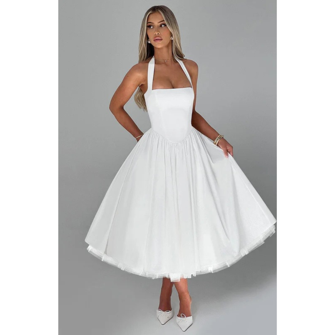 Traudel | Damen Kleid Für Hochzeitsgast In Midi Länge Mit Neckholder