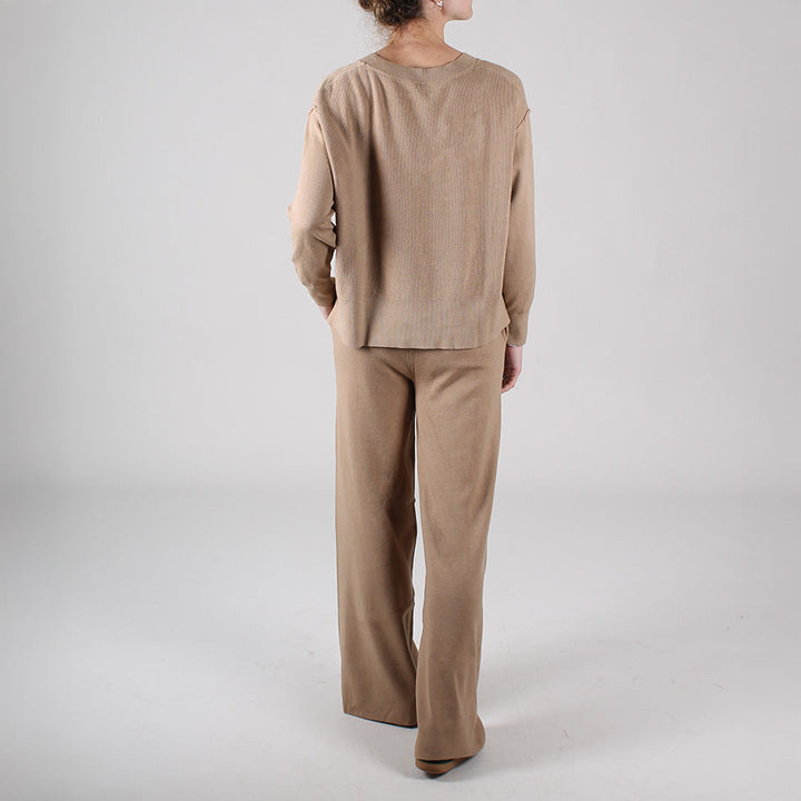 Damenanzug mit Rundhalsausschnitt und elastischer Palazzo-Hose