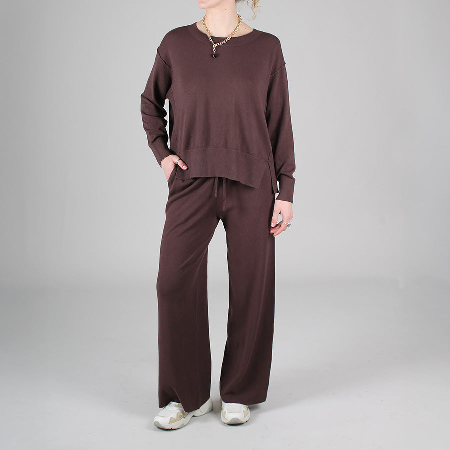 Damenanzug mit Rundhalsausschnitt und elastischer Palazzo-Hose