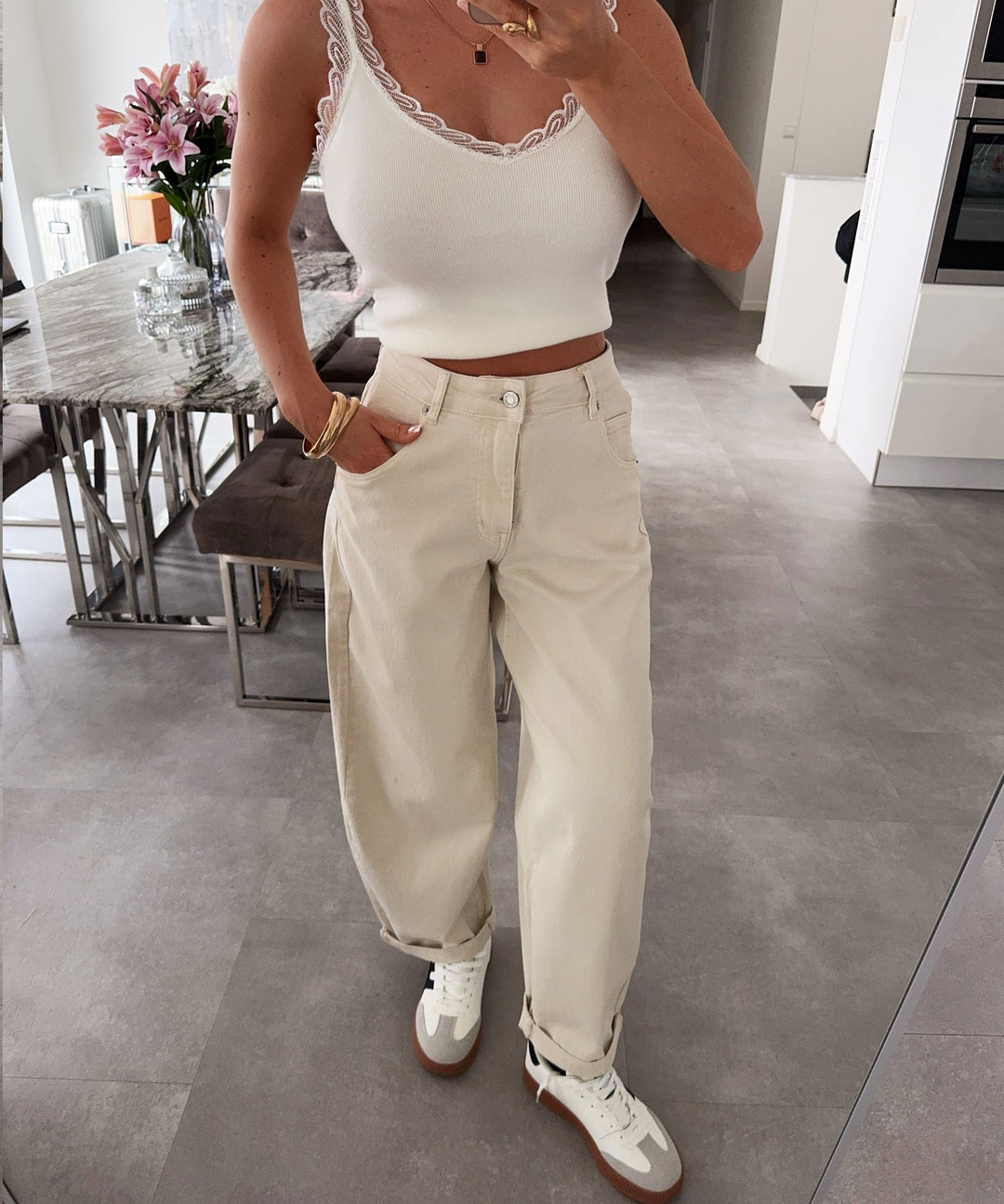 Stretch Balloon Jeans Ronya Creme Ladypolitan ♡