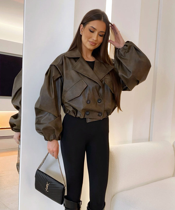 Oversize Lederjacke Drina Braun Ladypolitan ♡