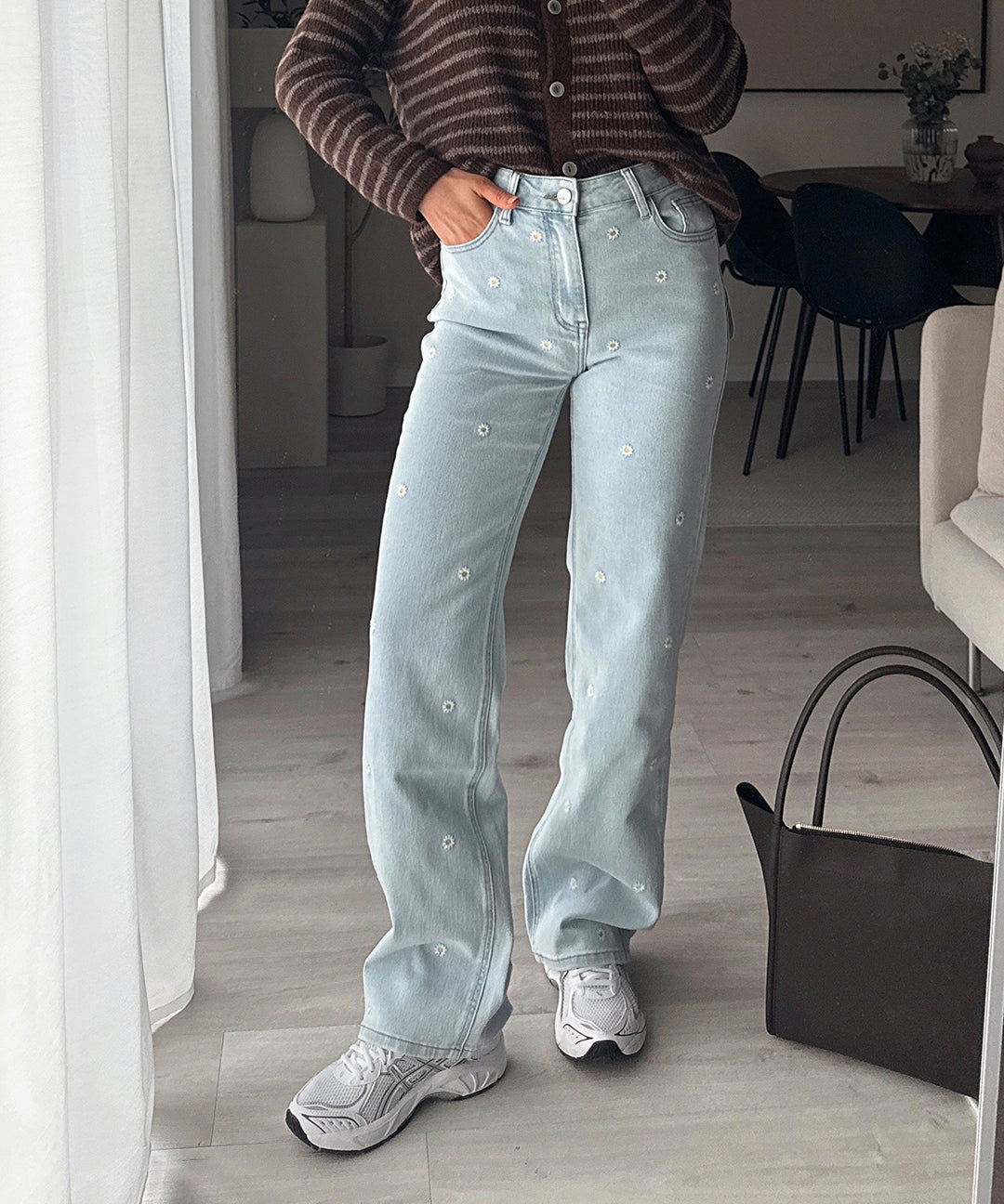 Stretch Straight Leg Jeans Una Blume Hellblau Ladypolitan ♡