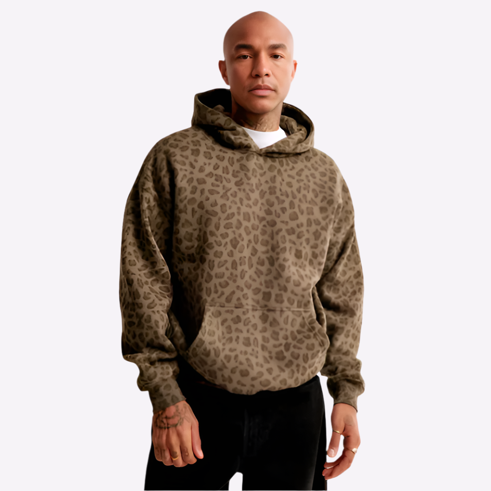 Unisex Kapuzenpullover mit Kängurutasche und Allovermuster-unisex-Alpenkind