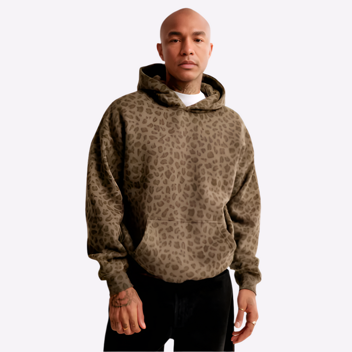 Unisex Kapuzenpullover mit Kängurutasche und Allovermuster-unisex-Alpenkind