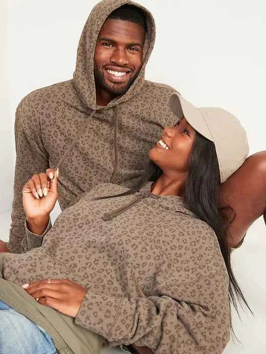 Unisex Kapuzenpullover mit Kängurutasche und Allovermuster-unisex-Alpenkind