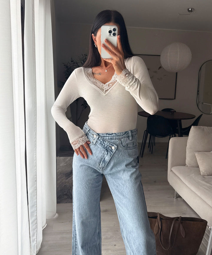 Stretch Straight Leg Jeans Galia Hellblau Ladypolitan ♡