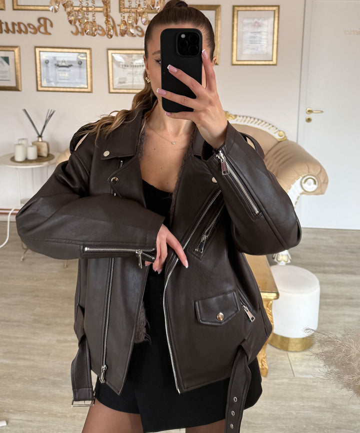 Lederjacke Valea Dunkelbraun Ladypolitan ♡