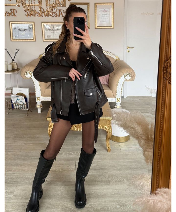 Lederjacke Valea Dunkelbraun Ladypolitan ♡
