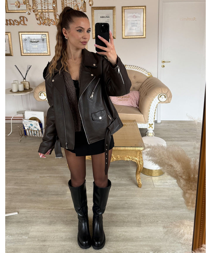 Lederjacke Valea Dunkelbraun Ladypolitan ♡