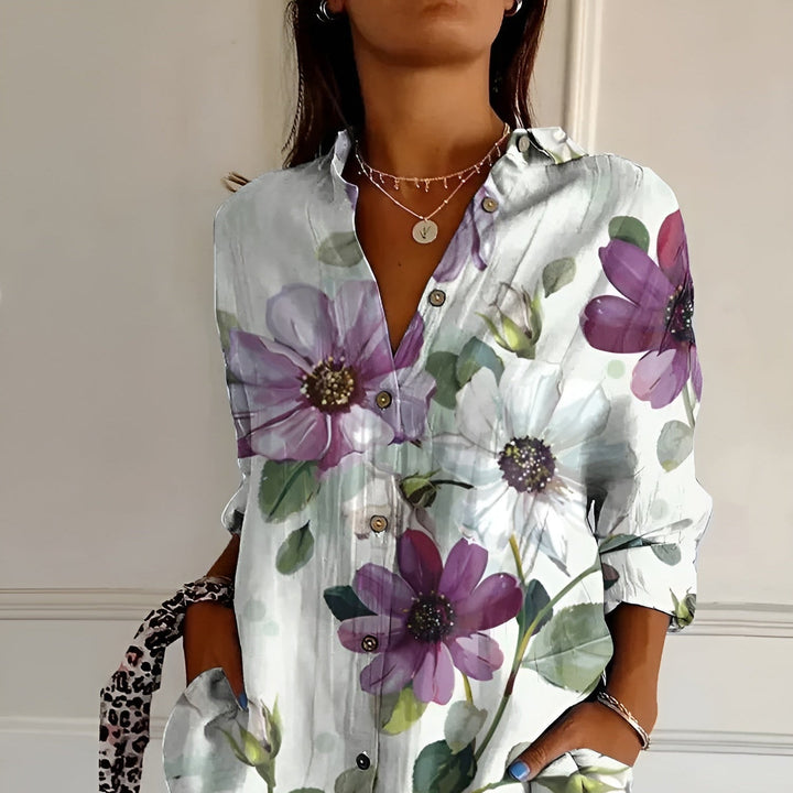 Miyana Bluse Damen – Französische Vintage-Bluse mit Blumenmuster