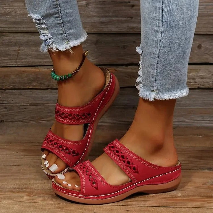 Damensandalen aus veganem Leder mit Klettverschluss