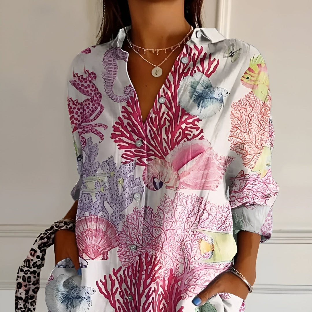 Miyana Bluse Damen – Französische Vintage-Bluse mit Blumenmuster