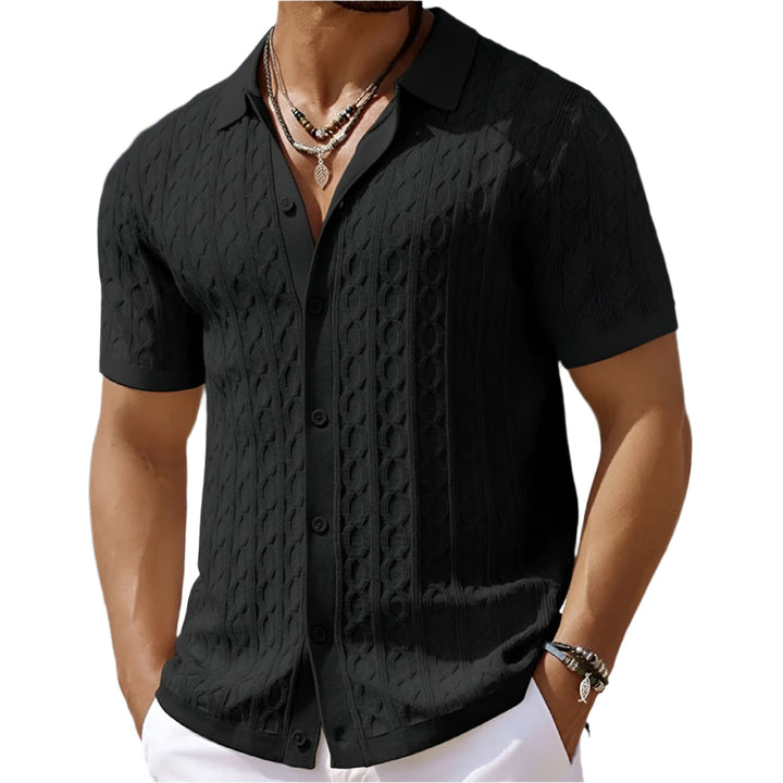 Reinhard | Herren Strukturiert Knopf-up Polo-Shirt