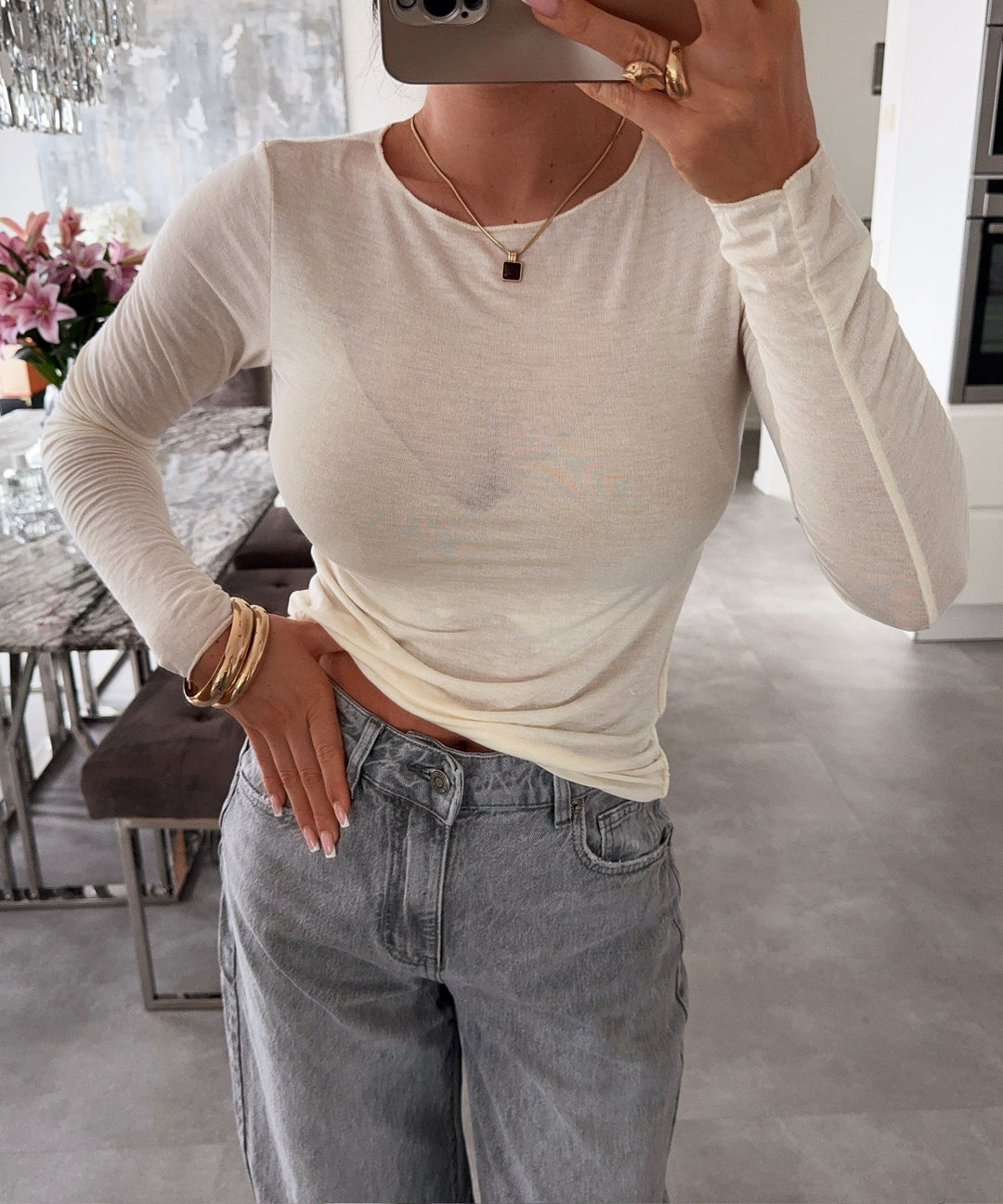 Viskose/Kaschmir Oberteil Sinna Beige Ladypolitan ♡