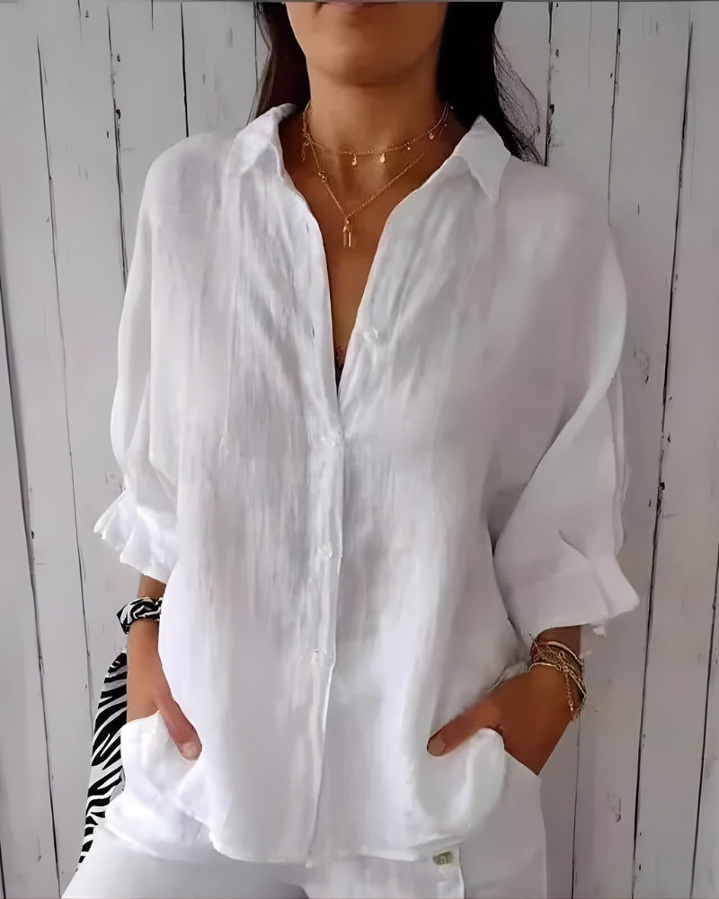 Vielseitige Damen Bluse mit Knopfleiste | Kurzarm