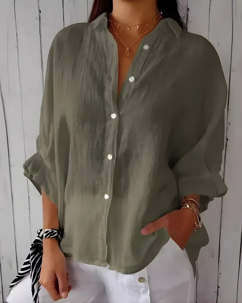 Vielseitige Damen Bluse mit Knopfleiste | Kurzarm