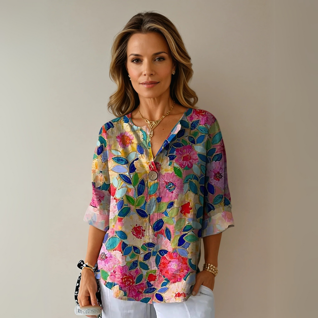 Damenbluse mit Blumenmuster und langen Ärmeln