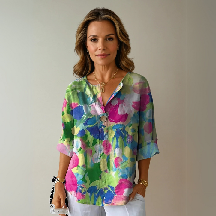 Damenbluse mit Blumenmuster und langen Ärmeln